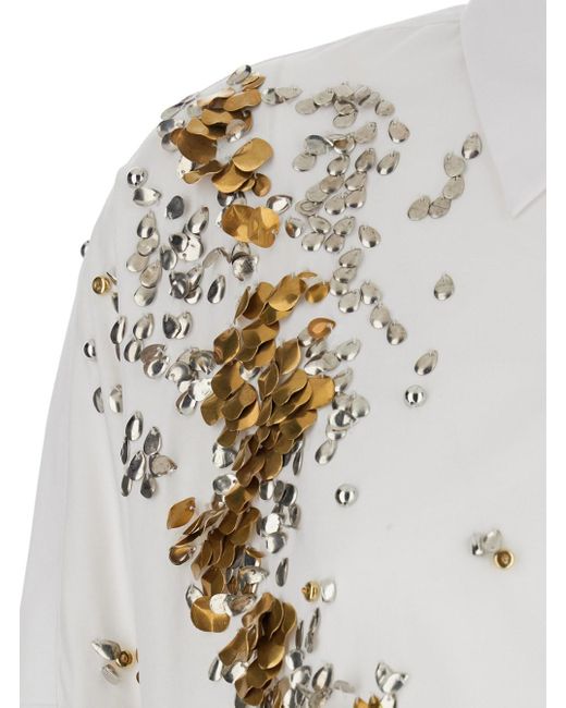 Camicia Con Colletto Classico E Decorazione Con Perlin di Dries Van Noten in White