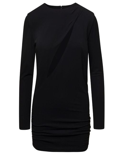 Mini Abito Con Cut-Out Maniche Lunghe di Versace in Black