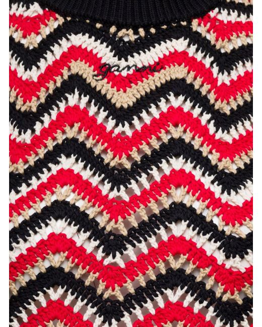 Ganni Red Crochet Vest