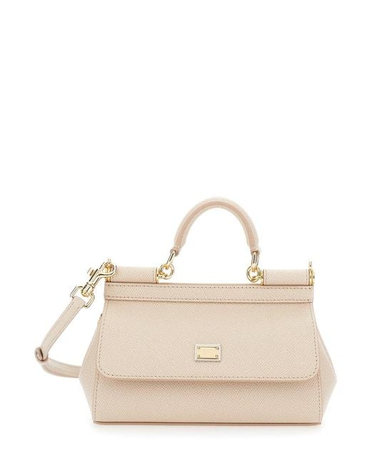 Dolce & Gabbana Natural 'Sicily' Handbag With Adjustable And Removable Sh