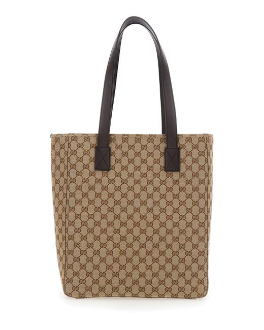 Gucci Natural Tote Bag With Two Top Leather Handles And Front Zip Pocket for men