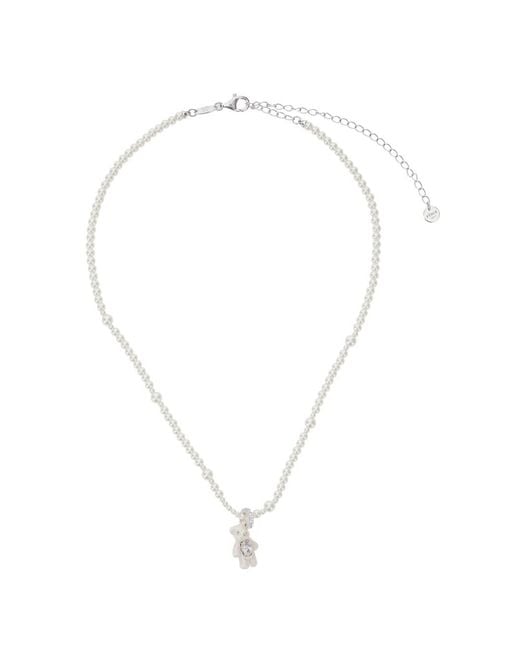YVMIN White 'Mini Pearl Bear' Necklace With Peal Design And Bear Penda