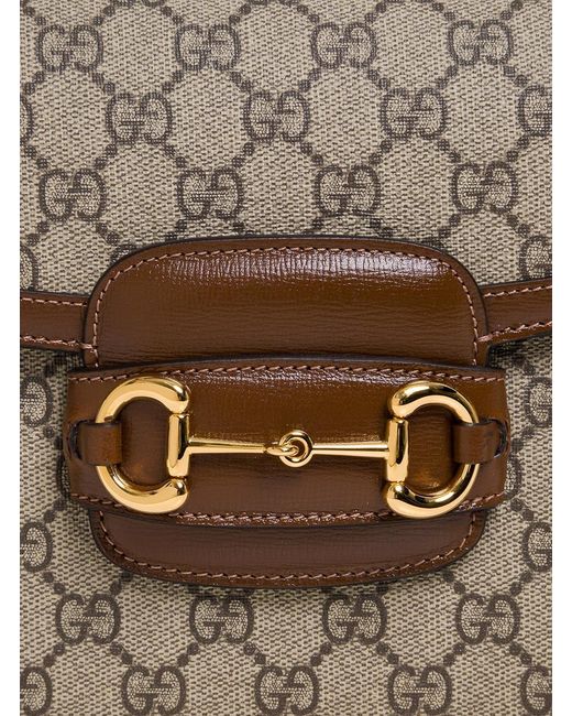 Gucci Brown Shoulder Bag 'Horsebit Bag' With Leather Details For