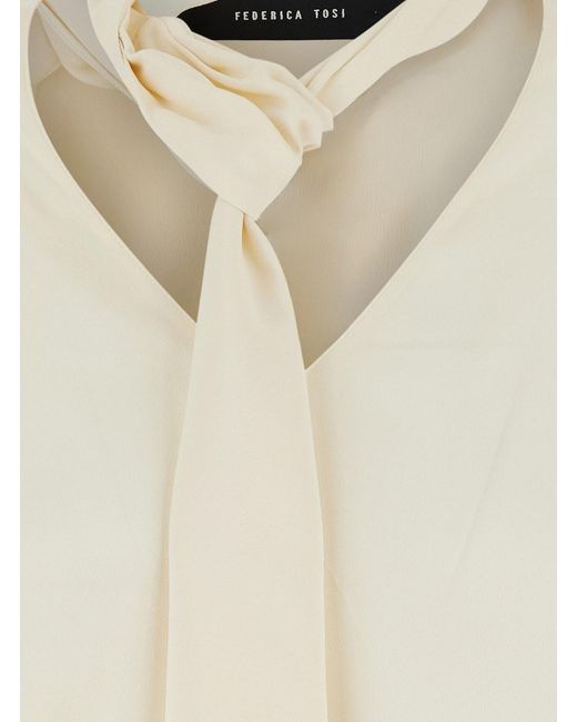 FEDERICA TOSI White Shirt With V-Neck And Long Sleeves