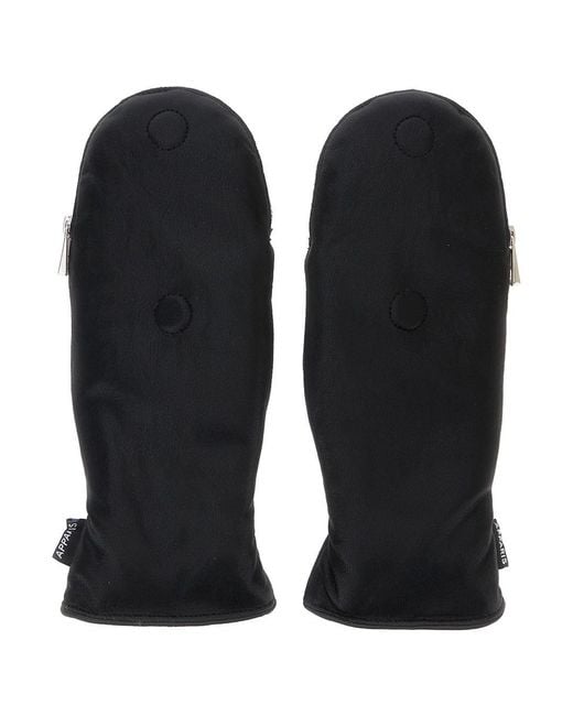 Apparis Black Noa Leopard Gloves With Zip And Leopard Print