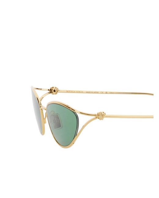 Bottega Veneta Green Sunglasses With Cat-Eye Design And Knot Detail On The Temples