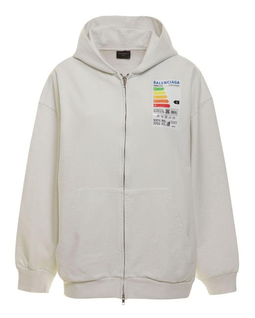 Balenciaga Gray Hoodie With Energy Label In Cotton Woman
