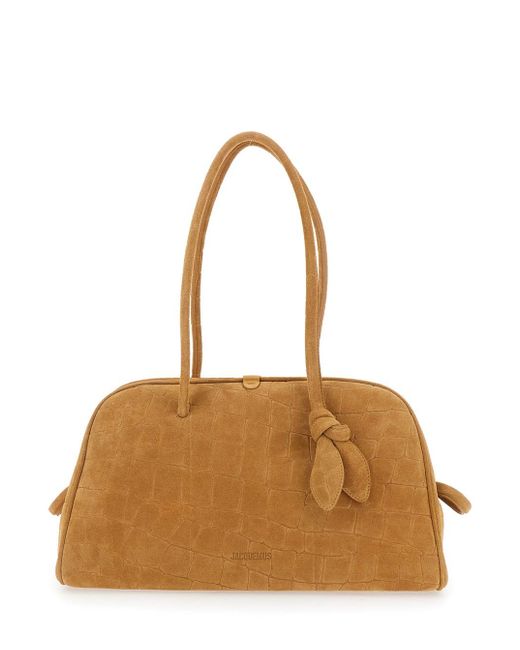 Jacquemus Natural 'Le Turismo' Handbag With Crocodile Effect And Logo Em