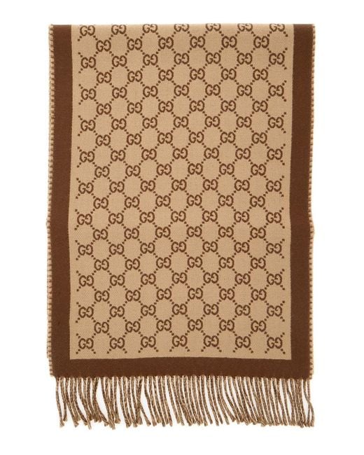 Sciarpa Con Orlo Sfrangiato E Motivo Gg All-Over di Gucci in Natural da Uomo