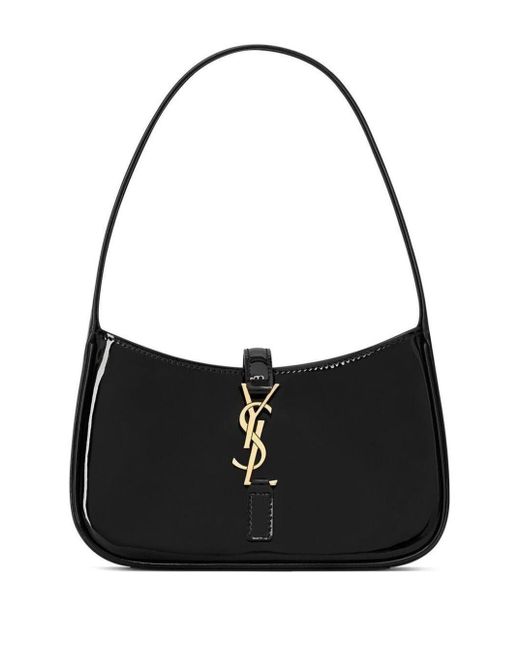 Saint Laurent Black 'hobo Monogramme Le 5 À 7' Shoulder Bag In Patent Leather Woman