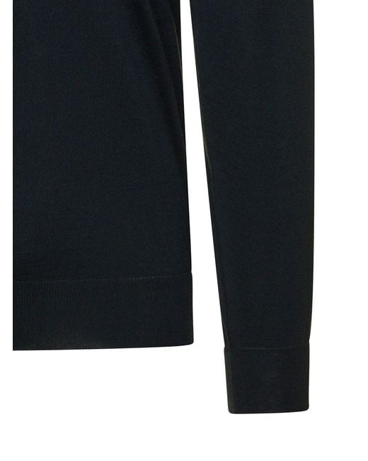 GAUDENZI Blue Dark Crew Neck Cashmere Sweater For for men
