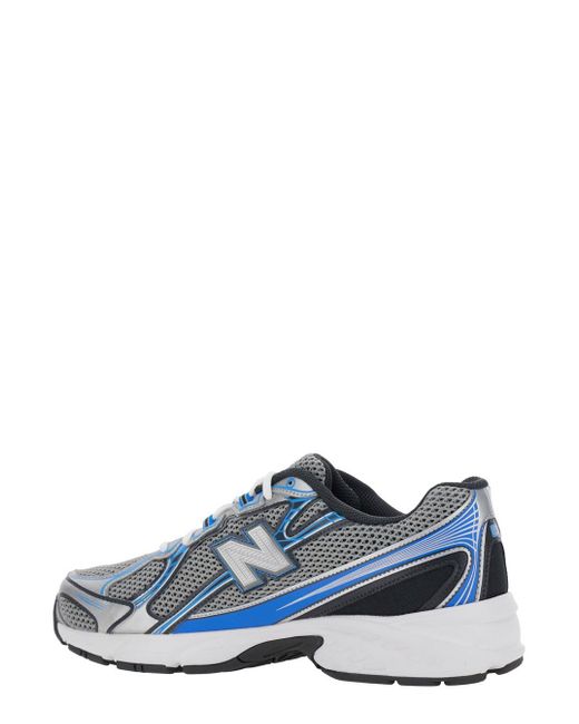 New Balance Blue Low Top Sneakers With Logo Patch On Side And Tongue And Perforated Panels