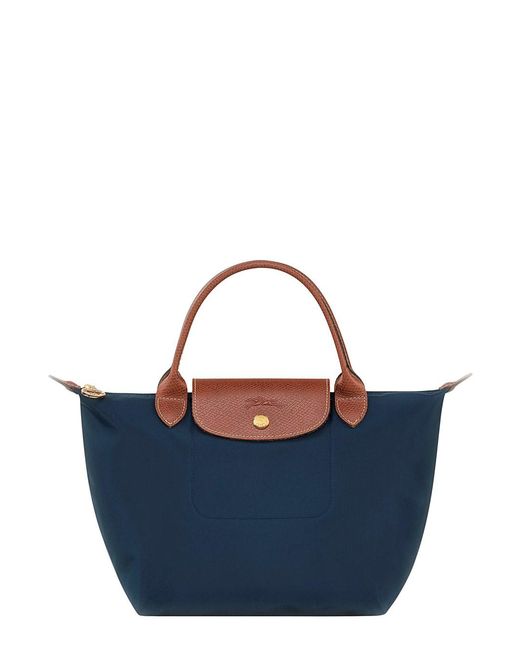 Longchamp Blue 'Le Pliage S' Handbag With Engraved Logo