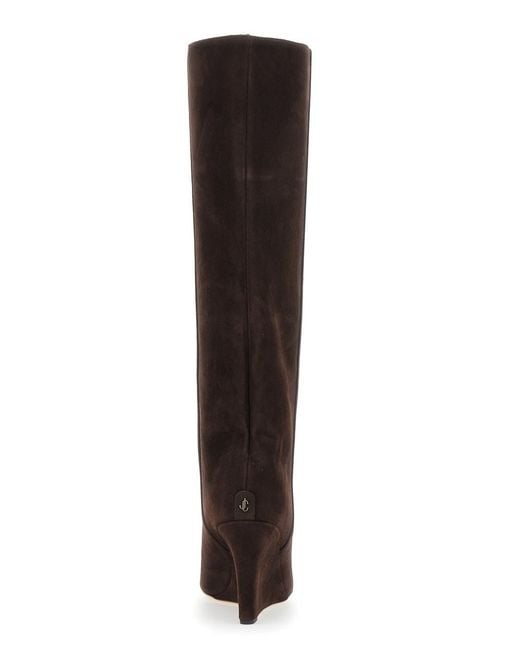Jimmy Choo Black 'Blake' Knee-High Boots With High Wedge Heel