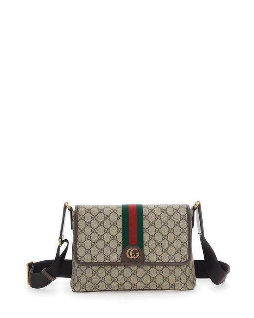 Gucci Natural Crossbody Bag "Ophidia" With Gg Canvas Tech Fabric For for men