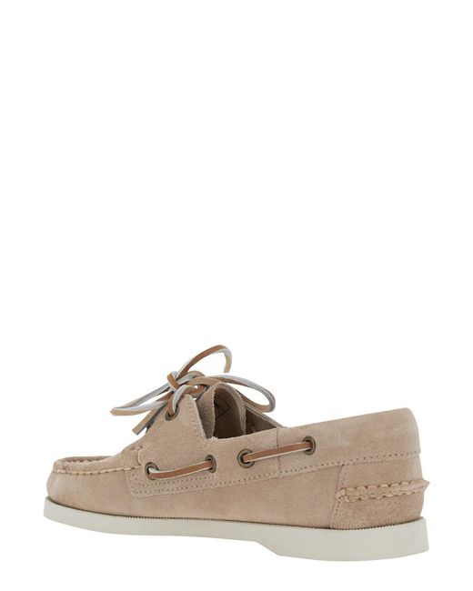 Sebago Natural 'Portland Dockside' Loafers With Decorative Laces On The