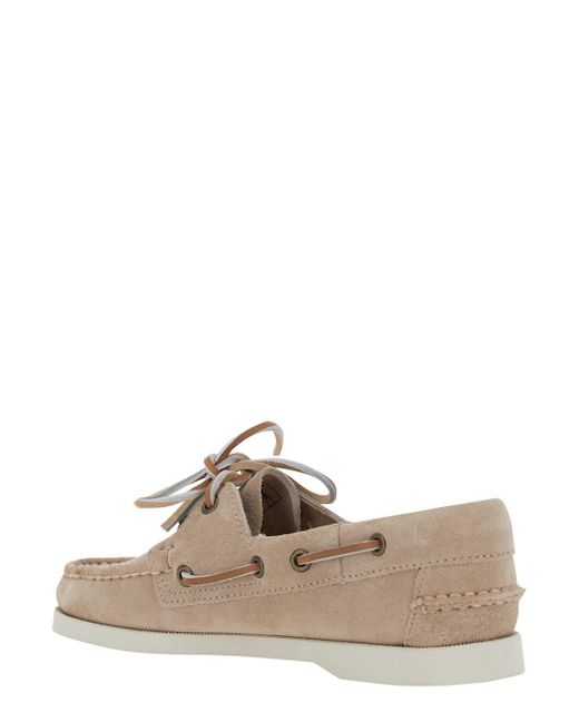 Sebago Natural 'Portland Dockside' Loafers With Decorative Laces On The