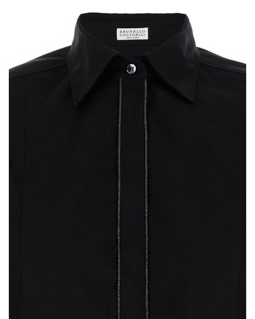 Camicia Con Shiny Trims di Brunello Cucinelli in Black