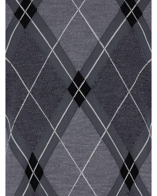 Dolce & Gabbana Gray Crew Neck Sweater With Front Logo And Diamond Pattern for men