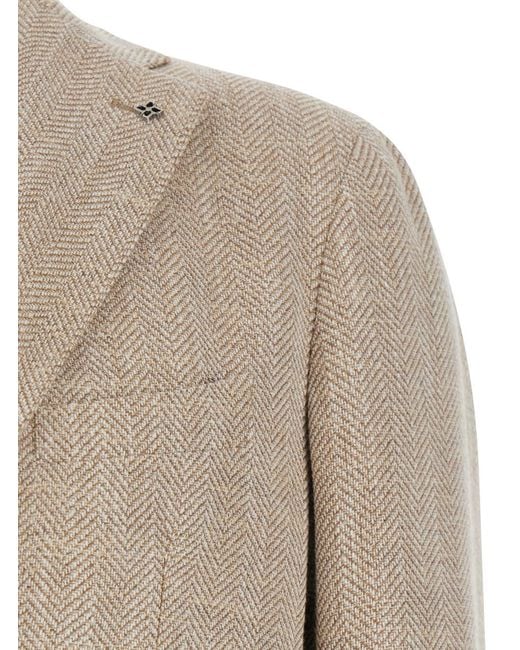 Tagliatore Natural Single-Breasted Jacket With Notched Revers for men