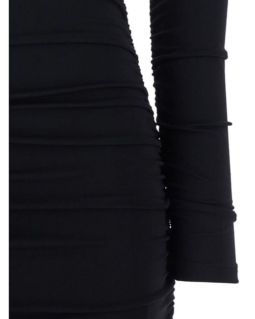 Elisabetta Franchi Black Off-Shoulder Dress With Ruffles