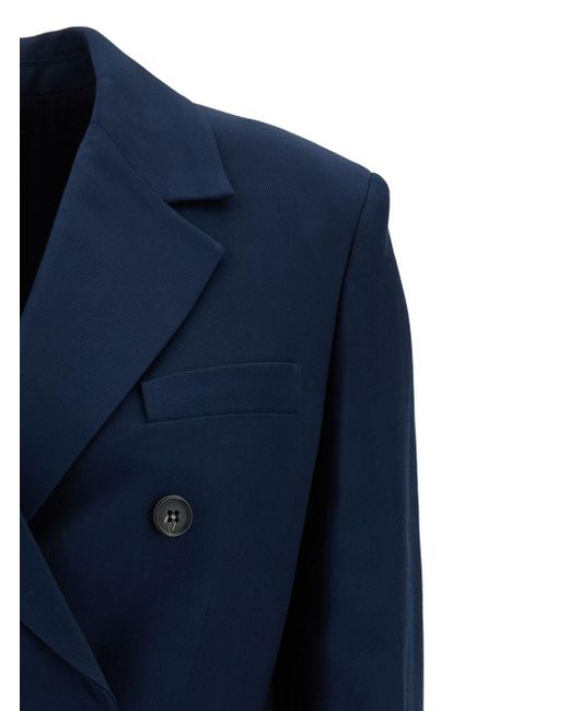 Theory Blue Double-Breasted Jacket With Notched Revers