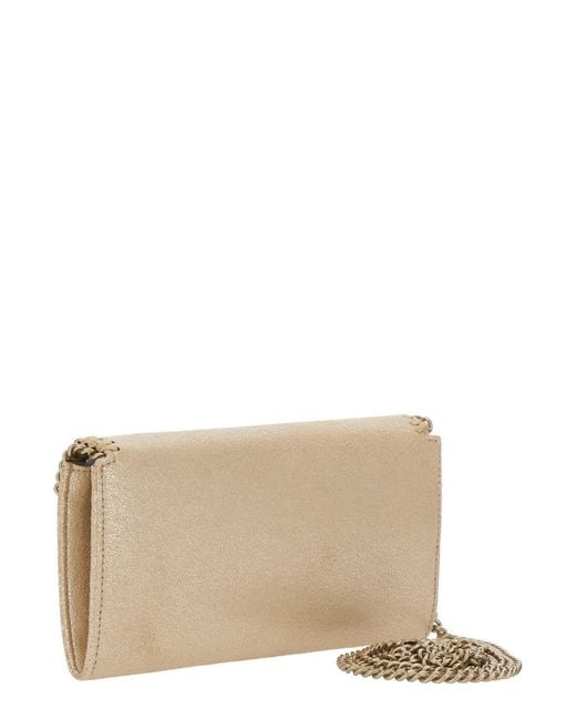 Stella McCartney Natural 'Falabella' Colored Crossbody Bag With Chain-Link Shoulder Strap And Logo Pendant On The Front