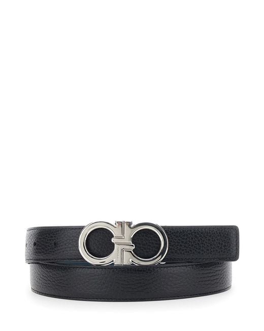 Ferragamo White Reversible Belt With Gancini Buckle for men
