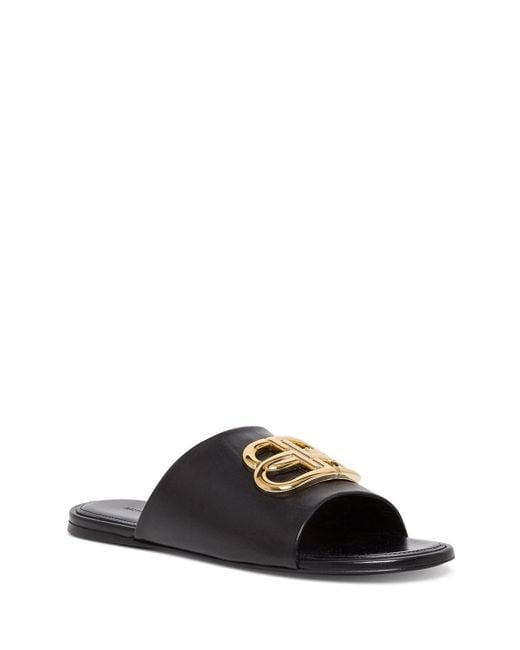 Balenciaga Oval Flat Sandals Black/gold
