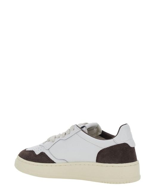 Autry White 'Medalist' Low Top Sneakers With Logo Patch On The Tongue