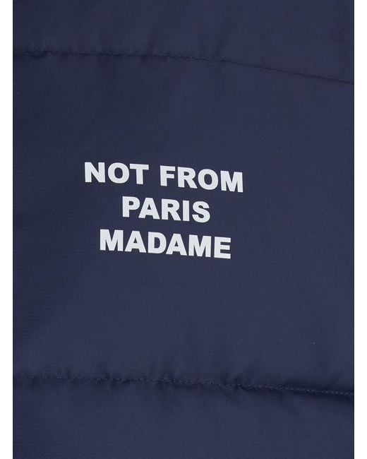 Drole de Monsieur Blue Sleeveless Down Jacket With Slogan On The Front for men