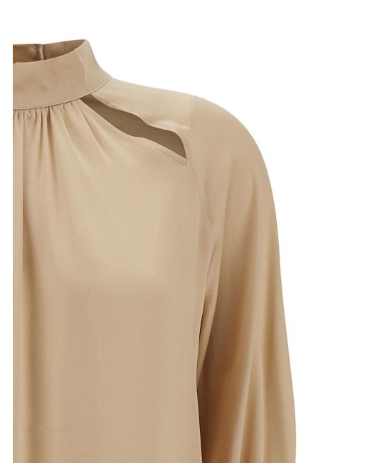 Semicouture Natural 'Jazmin' Champagne Blouse With Cut-Out