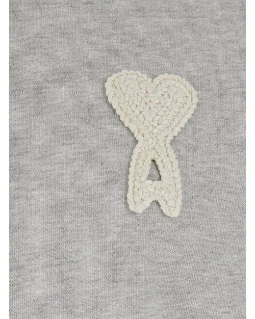 AMI Gray Sweater With Ami De Coeur Patch On The Front for men