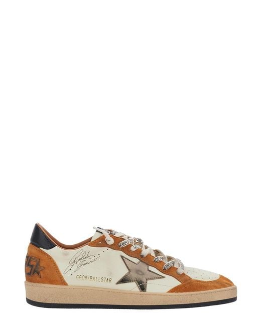 Golden Goose Deluxe Brand Brown 'Ballstar' Low Top Sneakers With Star Patch On The for men