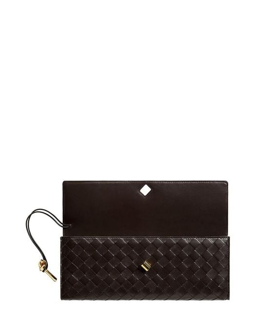 Bottega Veneta Gray 'Andiamo' Clutch With Knot Closure On The Front A