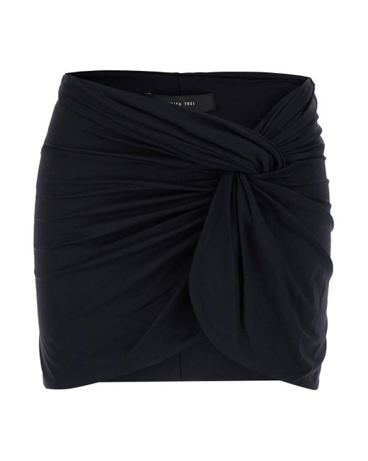 FEDERICA TOSI Black Wrinkled Mini Skirt