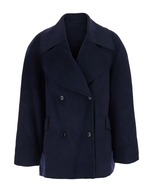 Loulou de Saison Blue Neil Double Breasted Jacket With Notched Collar And L