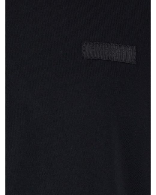 Givenchy Black Crew Neck T-Shirt With Chest Logo Patch for men