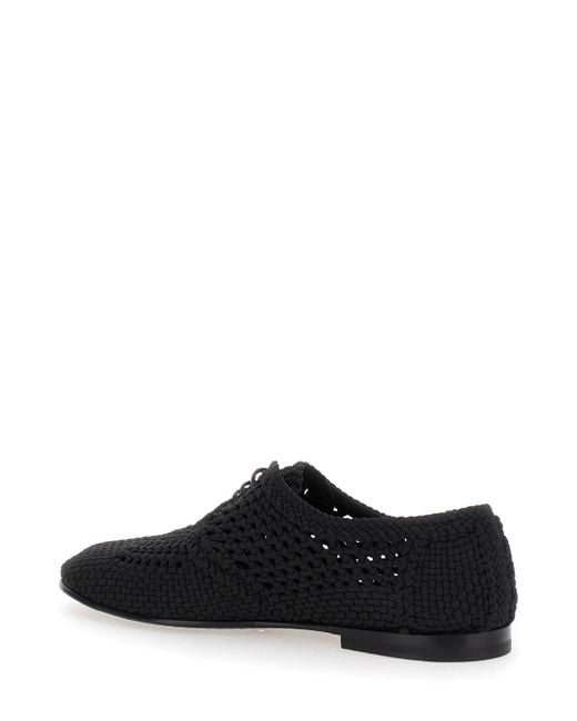 Dolce & Gabbana Black Lace-Up Shoes With Woven Design for men