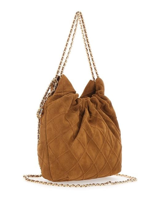 Borsa A Spalla 'Fleming Mini' Con Tracolla A Catena E Pende di Tory Burch in Brown