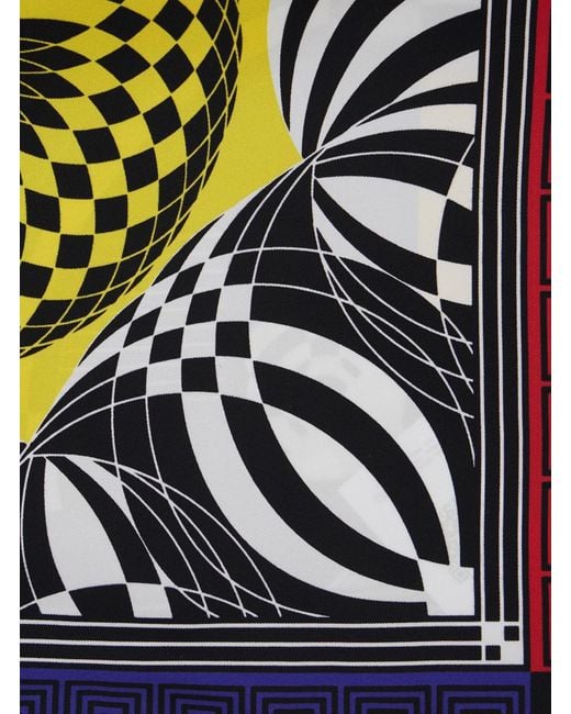 Versace Blue Silk Scarf With Theater Print