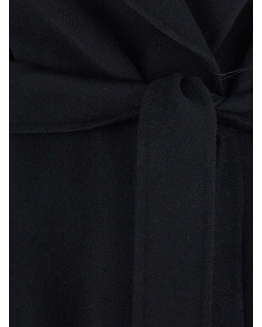 Max Mara Black Coat With Wide Notched Revers And Front Belt Clos