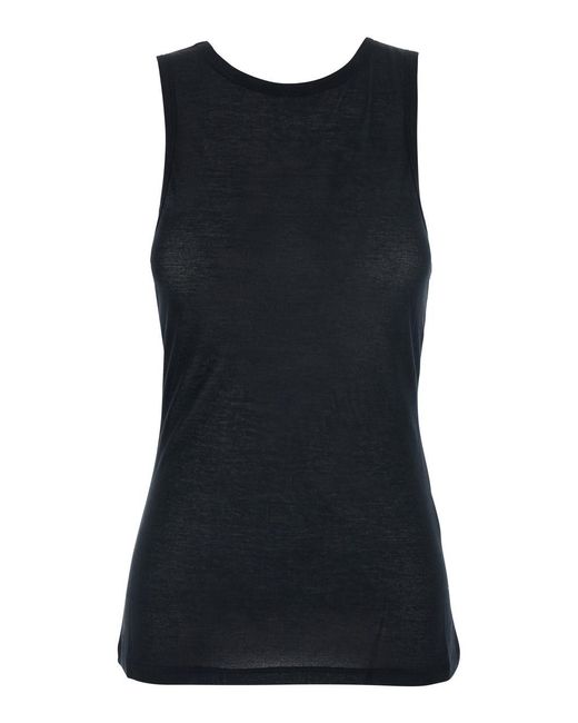 Semicouture Black 'Kimmy' Top With V-Neck And Logo On The Back