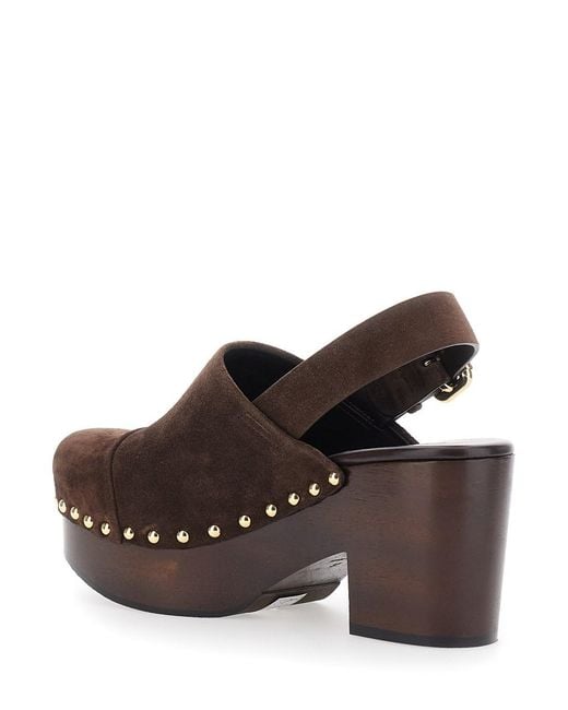 Chloé Brown Clogs Jeanette Suede Wedge