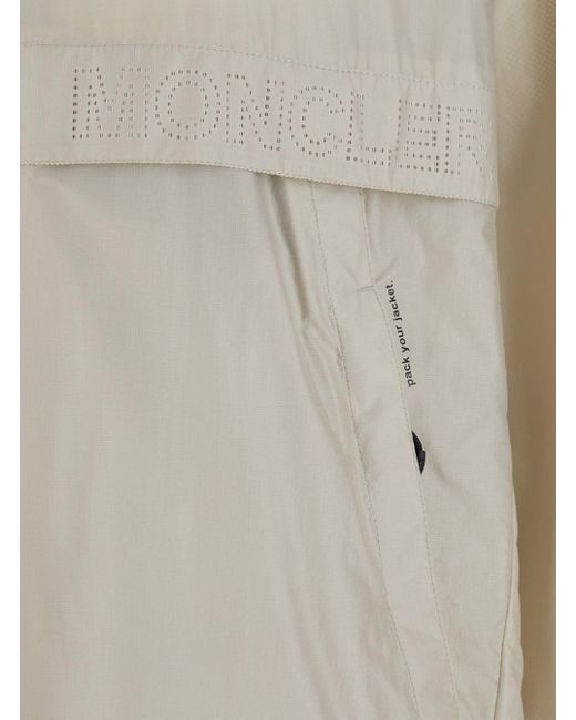 Moncler Gray 'Negara' Jacket With Logo Print On The Front And Removable Hood for men