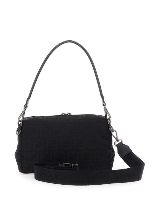 Borsa A Spalla 'Lui Medium' Con Motivo Ff All-Over di Fendi in Black da Uomo