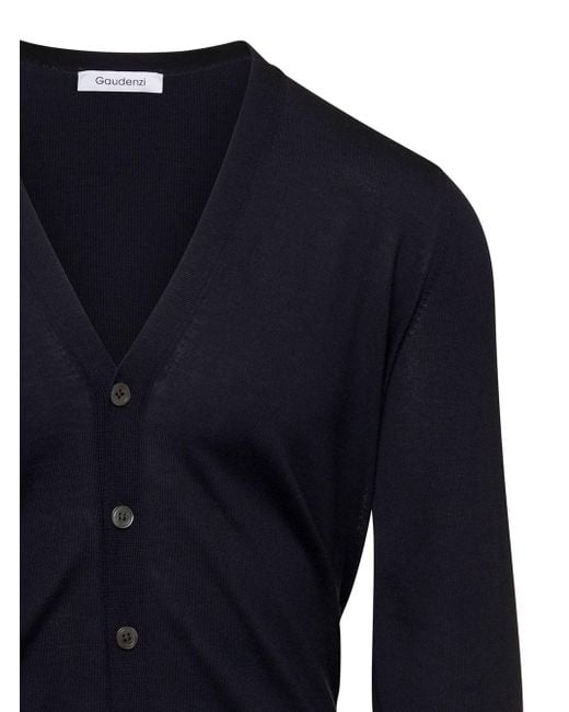 GAUDENZI Blue Cardigan With V-Neck And Long Sleeves for men
