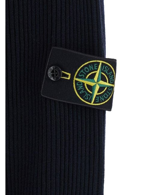 Maglione Con Collo Alto E Patch Logo Sulla Mancia di Stone Island in Blue da Uomo
