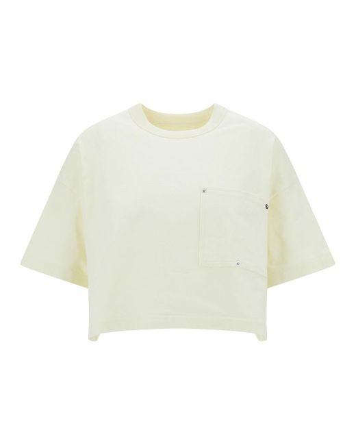 Bottega Veneta White Crop T-Shirt With Patch Pockets