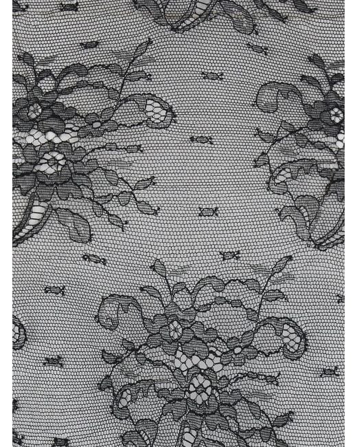Dolce & Gabbana Gray Bodysuit With All-Over Floral Embroidery And Semi-Sheer Design